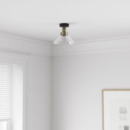 GoodHome Round Matt Glass & Metal Black & Clear Antique Brass Effect Led Ceiling Light - thumbnail 6