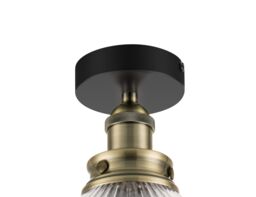 GoodHome Round Matt Glass & Metal Black & Clear Antique Brass Effect Led Ceiling Light - thumbnail 5