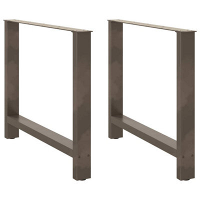 Berkfield Dining Table Legs Natural Steel 2 Pcs 100X(72-73) Cm Steel - image 1