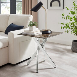 Furniturebox Uk Leonardo Side Table With Grey Glass Marble Effect Top And Silver Legs - thumbnail 2
