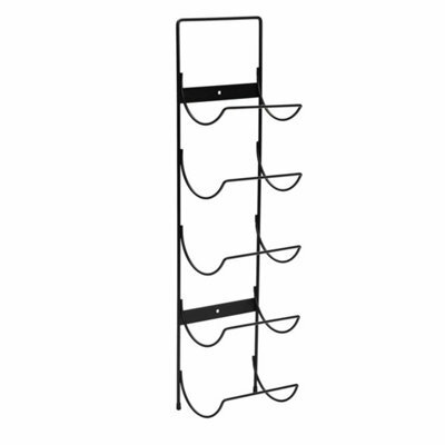 Black Metal Wall Mount Wine Rack Holds 5 Bottles Kitchen Shelf - image 1