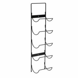 Black Metal Wall Mount Wine Rack Holds 5 Bottles Kitchen Shelf - thumbnail 1