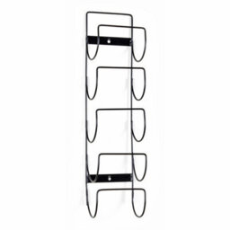 Black Metal Wall Mount Wine Rack Holds 5 Bottles Kitchen Shelf - thumbnail 2