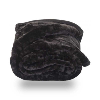Mink Throw Soft Touch Blanket Fleece Faux Fur Black 150X200Cm - image 1