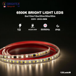 Brightex LED Brightex 20M Smd Led Strip Light Warm White 220V Flexible Super Bright Ip65 Led Tape With Connector For Indoor & Outdoor - thumbnail 3
