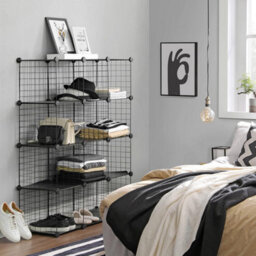 Storage Unit, 12-Cube Wire Mesh System For Home Organization, Black - thumbnail 4
