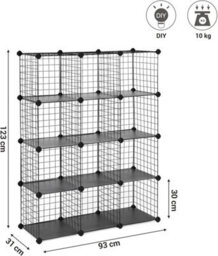 Storage Unit, 12-Cube Wire Mesh System For Home Organization, Black - thumbnail 2