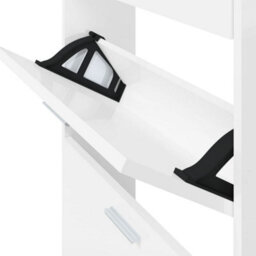 Walplus Shoe Cabinet High Gloss White 59X17X150 Cm Engineered Wood - thumbnail 8
