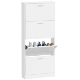 Walplus Shoe Cabinet High Gloss White 59X17X150 Cm Engineered Wood - thumbnail 4