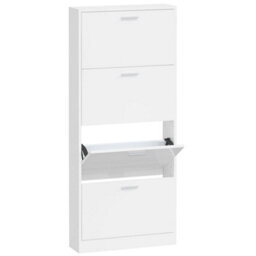 Walplus Shoe Cabinet High Gloss White 59X17X150 Cm Engineered Wood - thumbnail 2