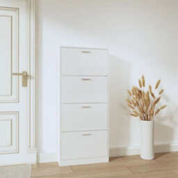 Walplus Shoe Cabinet High Gloss White 59X17X150 Cm Engineered Wood - thumbnail 3