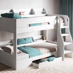 Flair Flick Wooden Bunk Bed With Storage - White - thumbnail 1