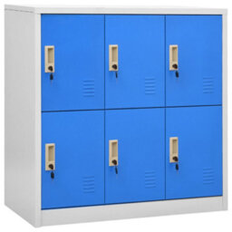 Berkfield Modern Locker Cabinets 5 Pcs Light Grey And Blue 90X45X92.5 Cm Steel