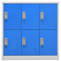 Berkfield Modern Locker Cabinets 5 Pcs Light Grey And Blue 90X45X92.5 Cm Steel - thumbnail 3