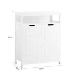 Sobuy Bzr121-W, Bathroom Cabinet Bathroom Storage Cabinet Cupboard With 2 Doors,white,w70Xd35Xh89 - thumbnail 3