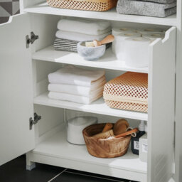 Sobuy Bzr121-W, Bathroom Cabinet Bathroom Storage Cabinet Cupboard With 2 Doors,white,w70Xd35Xh89 - thumbnail 6