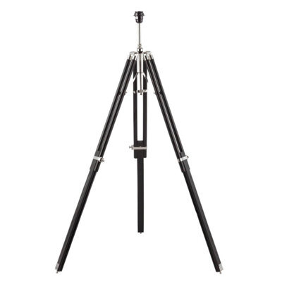 Luminosa Lighting Luminosa Tripod Floor Lamp Bright Nickel Plate, Dark Wood, E27