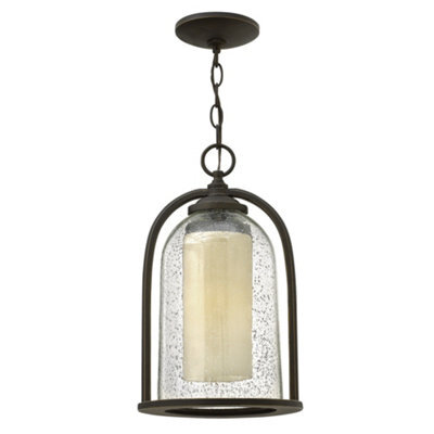 Luminosa Lighting Elstead Quincy 1 Light Outdoor Ceiling Chain Lantern Oil Rubbed Bronze, E27 - image 1
