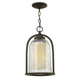 Luminosa Lighting Elstead Quincy 1 Light Outdoor Ceiling Chain Lantern Oil Rubbed Bronze, E27