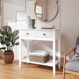 Melody Maison White 2 Drawer Console / Dressing Table - Hales White Range - thumbnail 7