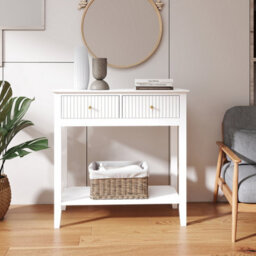 Melody Maison White 2 Drawer Console / Dressing Table - Hales White Range - thumbnail 6