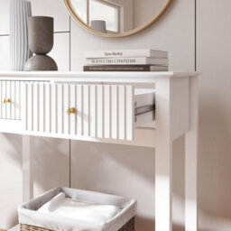 Melody Maison White 2 Drawer Console / Dressing Table - Hales White Range - thumbnail 3