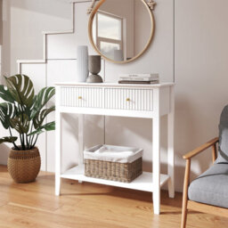 Melody Maison White 2 Drawer Console / Dressing Table - Hales White Range - thumbnail 1
