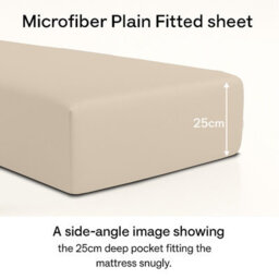 Oxford Homeware Cream Plain Dyed Fitted Sheet 25Cm Extra Deep Pocket Soft Easy Care Bedding Sheet (W)180Cmx(L)200Cm (Super King) - thumbnail 2