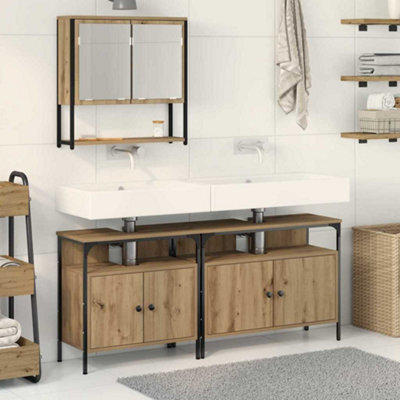Berkfield 3 Piece Bathroom Furniture Set Artisan Oak Engineered Wood - image 1