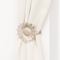 Melody Maison Set Of 2 Silver Metal Sunflower Wall Mounted Tie Backs - thumbnail 3