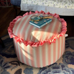 rucomfy Beanbags Rucomfy Linen Look Striped Pouffe Bean Bag - Pink Footstool, Ottoman & Seat - thumbnail 6