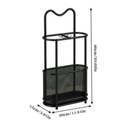 Metal Umbrella Stand Free Standing Holder Rack + Hooks And Drip Tray - thumbnail 2