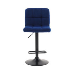 Living And Home Bar Stool Set Of 2 Blue Velvet Upholstered Bar Stools With Low Backrest - thumbnail 2