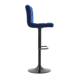 Living And Home Bar Stool Set Of 2 Blue Velvet Upholstered Bar Stools With Low Backrest - thumbnail 3