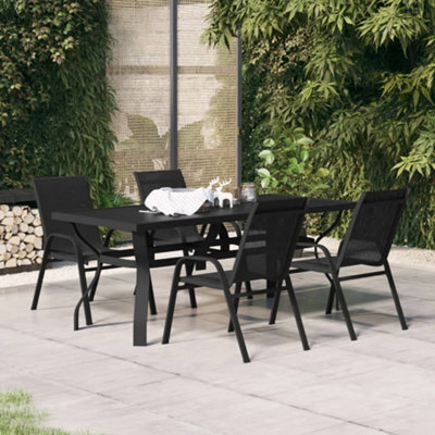 Walplus 5 Piece Garden Dining Set Black - image 1