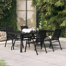 Walplus 5 Piece Garden Dining Set Black - thumbnail 1