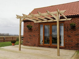 Arbor Garden Solutions Lean To Wooden Garden Pergola Kit - Champion Design Wall Mounted Gazebo, 3.6M X 4.2M (Natural Finish) - thumbnail 7