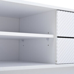 "Abrihome Minimalist Tv Cabinet 200X40X50.5Cm With 2 Doors 2 Drawers And Open Shelf, Suitable For Tvs Up To 80"", White" - thumbnail 6
