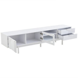 "Abrihome Minimalist Tv Cabinet 200X40X50.5Cm With 2 Doors 2 Drawers And Open Shelf, Suitable For Tvs Up To 80"", White" - thumbnail 9