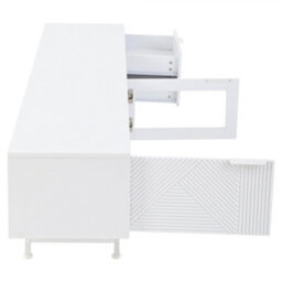 "Abrihome Minimalist Tv Cabinet 200X40X50.5Cm With 2 Doors 2 Drawers And Open Shelf, Suitable For Tvs Up To 80"", White" - thumbnail 4