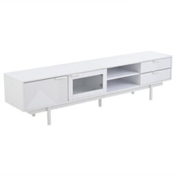 "Abrihome Minimalist Tv Cabinet 200X40X50.5Cm With 2 Doors 2 Drawers And Open Shelf, Suitable For Tvs Up To 80"", White" - thumbnail 7