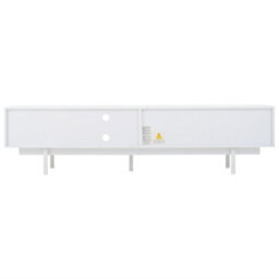 "Abrihome Minimalist Tv Cabinet 200X40X50.5Cm With 2 Doors 2 Drawers And Open Shelf, Suitable For Tvs Up To 80"", White" - thumbnail 8
