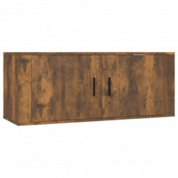 Berkfield Classic 2 Piece Tv Cabinet Set Smoked Oak Engineered Wood - thumbnail 4