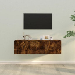 Berkfield Classic 2 Piece Tv Cabinet Set Smoked Oak Engineered Wood - thumbnail 2