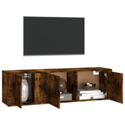 Berkfield Classic 2 Piece Tv Cabinet Set Smoked Oak Engineered Wood - thumbnail 3