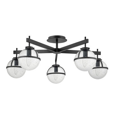 Luminosa Lighting Luminosa Hollis 5 Light Multi Arm Semi Flush Ceiling Lamp, Black Ip44 - image 1