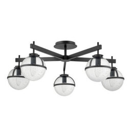 Luminosa Lighting Luminosa Hollis 5 Light Multi Arm Semi Flush Ceiling Lamp, Black Ip44 - thumbnail 1