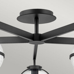 Luminosa Lighting Luminosa Hollis 5 Light Multi Arm Semi Flush Ceiling Lamp, Black Ip44 - thumbnail 3