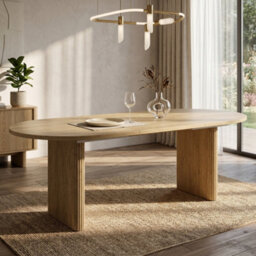 Btm Extendable Dining Table 140 Or 200X90Cm, Rounded Corner Table For 6 To 8 People, Thick Tabletop, Simple Style, Oak - thumbnail 4