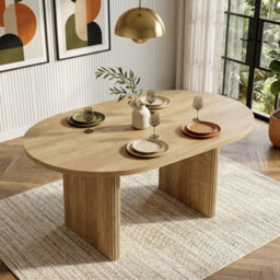 Btm Extendable Dining Table 140 Or 200X90Cm, Rounded Corner Table For 6 To 8 People, Thick Tabletop, Simple Style, Oak - thumbnail 5